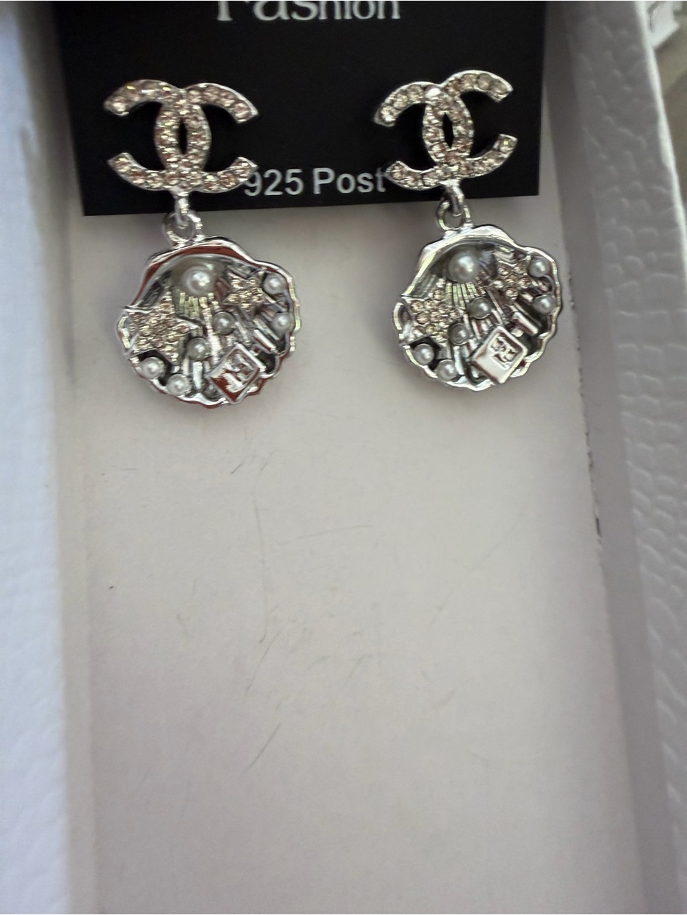 Silver-Tone Crystal - pearl Post Drop Earrings, NEW, Fashion Jewelry - Picture 7 of 9